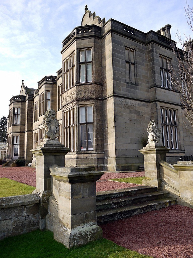 Stone façade and architectural details of Matfen Hall
